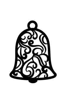 eCraftIndia Christmas Bell Black Engineered Wood Wall Art Cutout Ready to Hang Home Decor