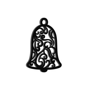 eCraftIndia Christmas Bell Black Engineered Wood Wall Art Cutout Ready to Hang Home Decor 5