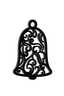 eCraftIndia Christmas Bell Black Engineered Wood Wall Art Cutout Ready to Hang Home Decor