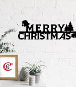 eCraftIndia Merry Christmas Black Engineered Wood Wall Art Cutout Ready to Hang Home Decor