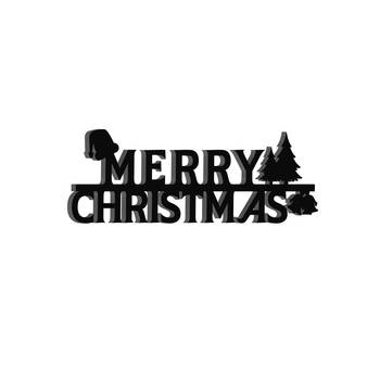 eCraftIndia Merry Christmas Black Engineered Wood Wall Art Cutout Ready to Hang Home Decor 5