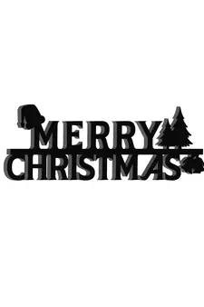 eCraftIndia Merry Christmas Black Engineered Wood Wall Art Cutout Ready to Hang Home Decor