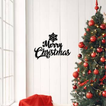 eCraftIndia Snow Flakes Merry Christmas Black Engineered Wood Wall Art Cutout Ready to Hang Home Decor 2