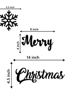 eCraftIndia Snow Flakes Merry Christmas Black Engineered Wood Wall Art Cutout Ready to Hang Home Decor