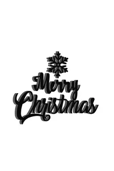 eCraftIndia Snow Flakes Merry Christmas Black Engineered Wood Wall Art Cutout Ready to Hang Home Decor