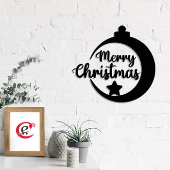 eCraftIndia Merry Christmas Bell Black Engineered Wood Wall Art Cutout Ready to Hang Home Decor 1