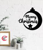 eCraftIndia Merry Christmas Bell Black Engineered Wood Wall Art Cutout Ready to Hang Home Decor