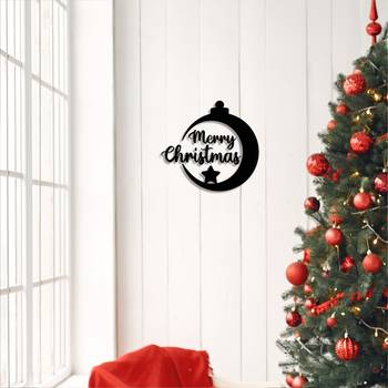 eCraftIndia Merry Christmas Bell Black Engineered Wood Wall Art Cutout Ready to Hang Home Decor 2