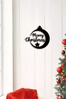 eCraftIndia Merry Christmas Bell Black Engineered Wood Wall Art Cutout Ready to Hang Home Decor