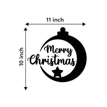 eCraftIndia Merry Christmas Bell Black Engineered Wood Wall Art Cutout Ready to Hang Home Decor 4