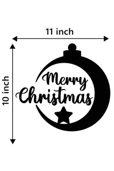 eCraftIndia Merry Christmas Bell Black Engineered Wood Wall Art Cutout Ready to Hang Home Decor