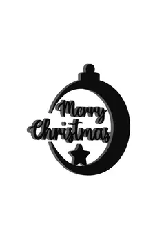 eCraftIndia Merry Christmas Bell Black Engineered Wood Wall Art Cutout Ready to Hang Home Decor