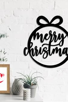eCraftIndia Merry Christmas gift Black Engineered Wood Wall Art Cutout Ready to Hang Home Decor