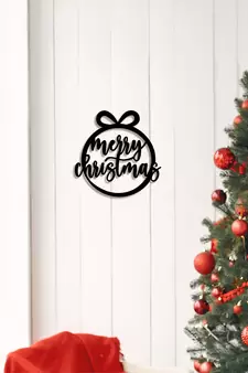 eCraftIndia Merry Christmas gift Black Engineered Wood Wall Art Cutout Ready to Hang Home Decor