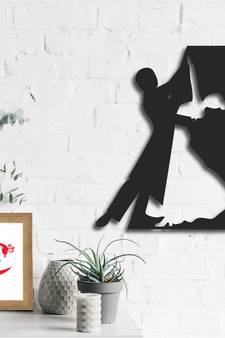 eCraftIndia Dancing Couple Black Engineered Wood Wall Art Cutout Ready to Hang Home Decor