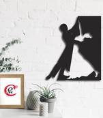 eCraftIndia Dancing Couple Black Engineered Wood Wall Art Cutout Ready to Hang Home Decor