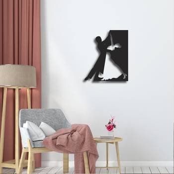 eCraftIndia Dancing Couple Black Engineered Wood Wall Art Cutout Ready to Hang Home Decor 2