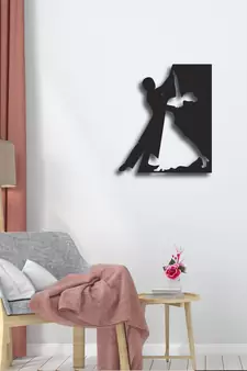 eCraftIndia Dancing Couple Black Engineered Wood Wall Art Cutout Ready to Hang Home Decor