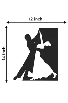 eCraftIndia Dancing Couple Black Engineered Wood Wall Art Cutout Ready to Hang Home Decor