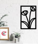 eCraftIndia Flower frame Black Engineered Wood Wall Art Cutout Ready to Hang Home Decor