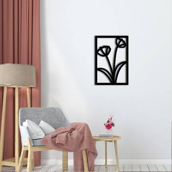 eCraftIndia Flower frame Black Engineered Wood Wall Art Cutout Ready to Hang Home Decor 2