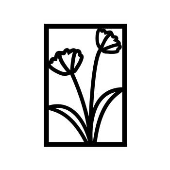 eCraftIndia Flower frame Black Engineered Wood Wall Art Cutout Ready to Hang Home Decor 3