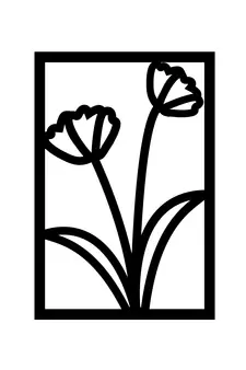 eCraftIndia Flower frame Black Engineered Wood Wall Art Cutout Ready to Hang Home Decor