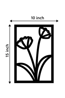 eCraftIndia Flower frame Black Engineered Wood Wall Art Cutout Ready to Hang Home Decor