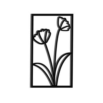 eCraftIndia Flower frame Black Engineered Wood Wall Art Cutout Ready to Hang Home Decor 5