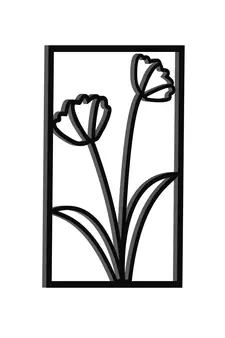 eCraftIndia Flower frame Black Engineered Wood Wall Art Cutout Ready to Hang Home Decor