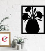 eCraftIndia Flower Vase Frame Black Engineered Wood Wall Art Cutout Ready to Hang Home Decor