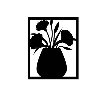 eCraftIndia Flower Vase Frame Black Engineered Wood Wall Art Cutout Ready to Hang Home Decor 3