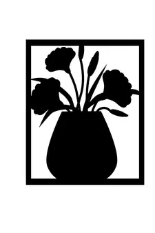 eCraftIndia Flower Vase Frame Black Engineered Wood Wall Art Cutout Ready to Hang Home Decor