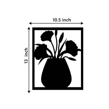 eCraftIndia Flower Vase Frame Black Engineered Wood Wall Art Cutout Ready to Hang Home Decor 4