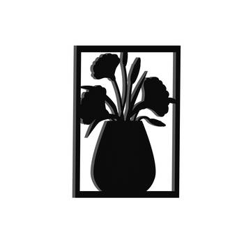 eCraftIndia Flower Vase Frame Black Engineered Wood Wall Art Cutout Ready to Hang Home Decor 5