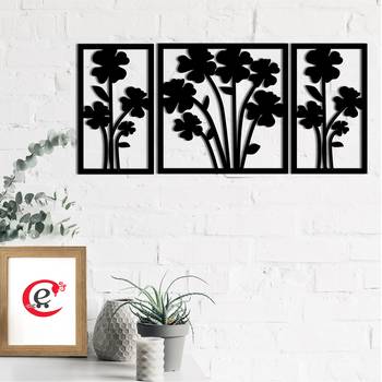 eCraftIndia Flower Bouquet Black Engineered Wood Wall Art Cutout Ready to Hang Home Decor 1