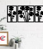 eCraftIndia Flower Bouquet Black Engineered Wood Wall Art Cutout Ready to Hang Home Decor
