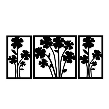 eCraftIndia Flower Bouquet Black Engineered Wood Wall Art Cutout Ready to Hang Home Decor 3