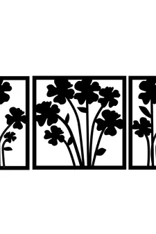 eCraftIndia Flower Bouquet Black Engineered Wood Wall Art Cutout Ready to Hang Home Decor