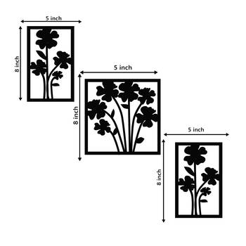 eCraftIndia Flower Bouquet Black Engineered Wood Wall Art Cutout Ready to Hang Home Decor 4