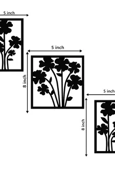 eCraftIndia Flower Bouquet Black Engineered Wood Wall Art Cutout Ready to Hang Home Decor