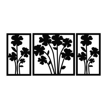 eCraftIndia Flower Bouquet Black Engineered Wood Wall Art Cutout Ready to Hang Home Decor 5