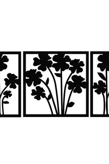 eCraftIndia Flower Bouquet Black Engineered Wood Wall Art Cutout Ready to Hang Home Decor