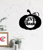 eCraftIndia Give Thanks Black Engineered Wood Wall Art Cutout Ready to Hang Home Decor