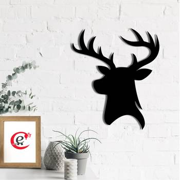 eCraftIndia Reindeer Black Engineered Wood Wall Art Cutout Ready to Hang Home Decor 1