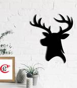 eCraftIndia Reindeer Black Engineered Wood Wall Art Cutout Ready to Hang Home Decor