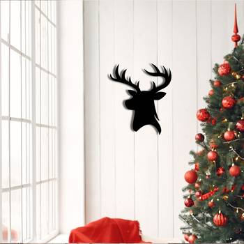 eCraftIndia Reindeer Black Engineered Wood Wall Art Cutout Ready to Hang Home Decor 2