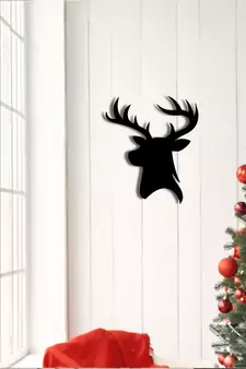 eCraftIndia Reindeer Black Engineered Wood Wall Art Cutout Ready to Hang Home Decor