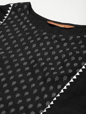 Indo Era Black Printed A-Line Kurta Trouser with Dupatta set 5