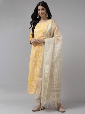 Indo Era Orange Embroidered Straight Kurta Trouser With Dupatta Set 1